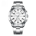 Mens Waterproof Quartz Watch silver and white dial